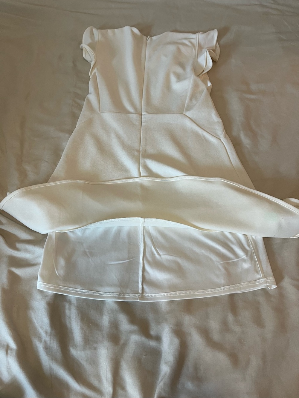 🤍 Express White Ruffle Cap-Sleeve Mini Dress | Size XS Petite - Picture 10 of 11
